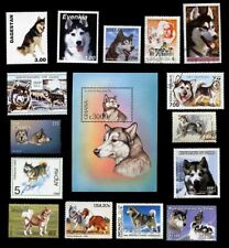 ALASKAN MALAMUTE HUSKY HUSKEY SLED DOG POSTAGE STAMPS x 15 + Mini Sheet