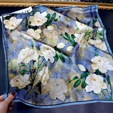 Sciarpa donna 100% seta blu