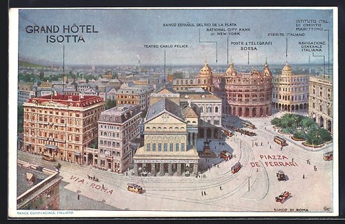 Cartolina genova grand - genova,, hotel