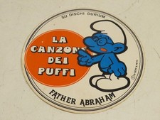 vecchio ADESIVO PUBBLICITARIO LA CANZONE DEI PUFFI FATHER ABRAHAM DURIUM DISCHI