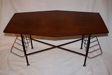 TAVOLINO DA SALOTTO CON PORTARIVISTE LEGNO E METALLO STILE SVEDESE VINTAGE