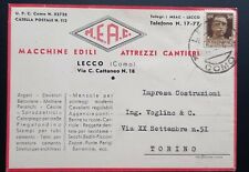 1943 CARTOLINA PUBBLICITARIA VIAGG.MEAC LECCO MACCHINE EDILI ATTREZZI  #57