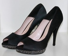 Altramarea Pattini Plateau Tacco a Spillo Nero/Strass Raso Taglia 40 Nuovo