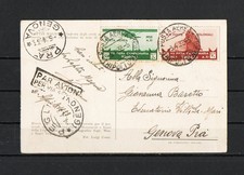 LIBIA - 1933 -  CARTOLINA VIA AEREA  SPEDITA DA TRIPOLI PER GENOVA PRA -