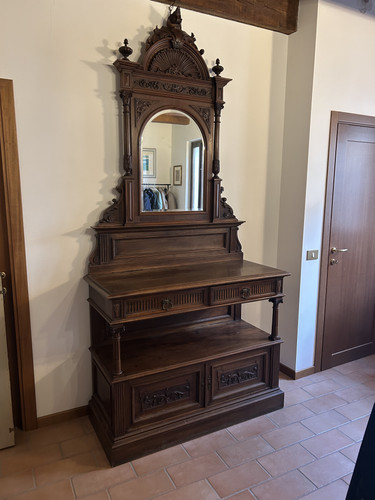 Credenza antica con alzata - , e