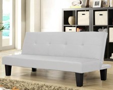 DIVANO LETTO RECLINABILE 3 POSTI ECOPELLE BIANCO SALOTTO SOGGIORNO SPESSORATO IT