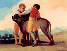 Ragazzi con cani di sangue di Goya, 40x50IN Stampa da parete su tela arrotolata decorazione casa