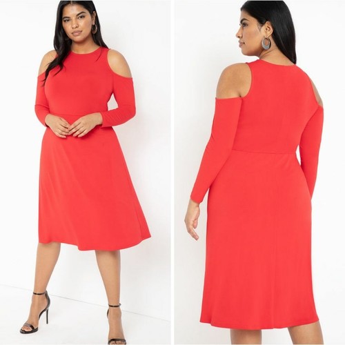 Eloquii red cold shoulder - shoulder, long