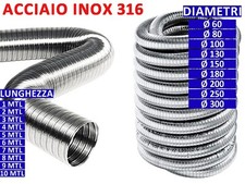 ALLINOX Tubo Fumo Flessibile Acciaio Inox Per Canna Fumaria Stufe a Pellet Camin