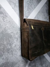 Borsa a tracolla Visconti in pelle marrone effetto invecchiato messenger per laptop