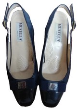 Scarpe Donna blu tacco basso tipo zeppa 4,5 cm. n.° 38, USATE