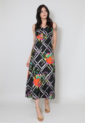 Abito midi boho floreale righe