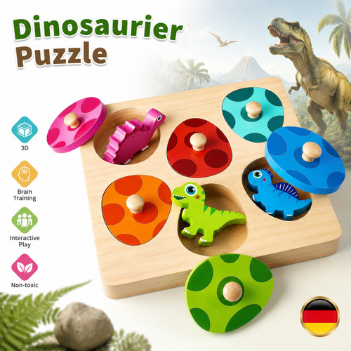 Puzzle legno dino - dino, uova