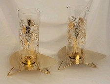 Coppia di lampade uragano portacandele di David Douglas Atomic Boomerang oro 22 carati  