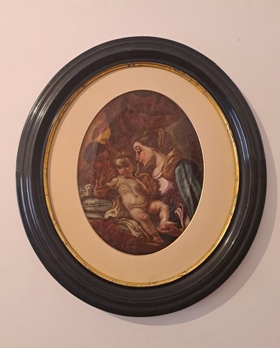 Quadro antico ovale olio su - quadro,