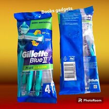 8 Conf. (32 Lamette) Gillette Blue II Plus Slalom Rasoio Lametta Bilama 30° Rot.