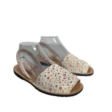 Sandali Jeffrey Campbell in pelle floreale con cinturino sul retro taglia 37 US 6,5 avorio
