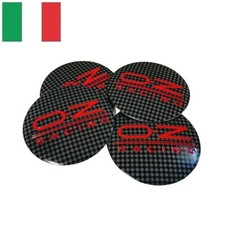 4 Coprimozzo Adesivi Logo OZ Racing 56 mm Borchie Cerchi in Lega Carbonio Rosso