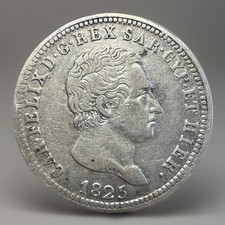 2 LIRE 1825 TORINO CARLO FELICE MB+ GIG.58 R REGNO DI SARDEGNA