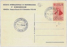 MEDICINA \ RADIO BIOLOGIA : ITALIA - STORIA POSTALE - CARTOLINA FDC 1934