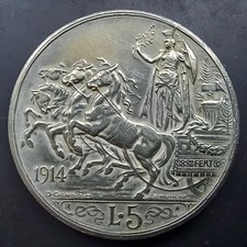 5 LIRE 1914 QUADRIGA VITTORIO
