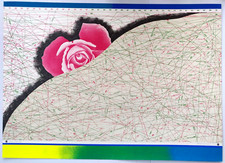 Litografia a colori "Rosa" firmata a mano Concetto Pozzati