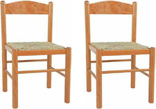 SET 2 SEDIE in LEGNO SALA CUCINA PISA SEDUTA PAGLIA ARTE POVERA MIELE