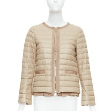 MONCLER beige lambskin leather