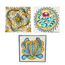 Piastrelle Mattonelle decorate in Ceramica di Caltagirone 15cm