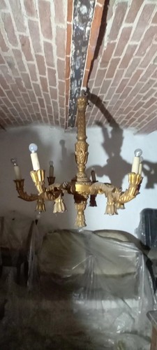 Antico lampadario legno - lampadario,