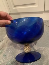 coppa grande cristallo blu e oro nason e moretti mai usate
