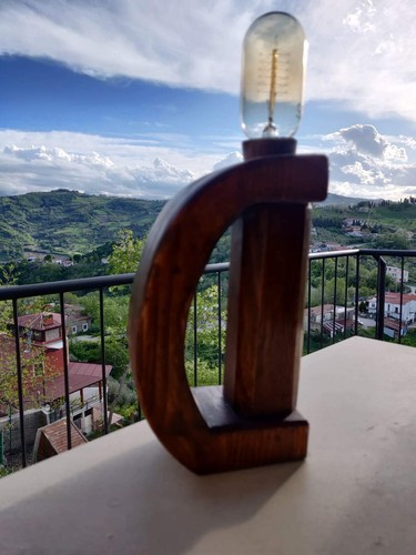Lampada abat jour legno - lampada,