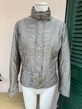 Zara Donna L Giacca Leggera Cappotto Zip Verde Cachi Cintura Moto Biker Autunno