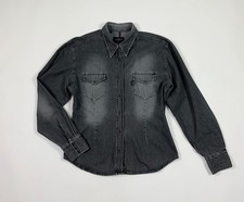 Wampum shirt camicia donna denim jeans XL usato slim fit grigio top wear T8539