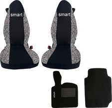 coprisedili e tappetini per auto smart for two in cotone nero/grigio 100% ita