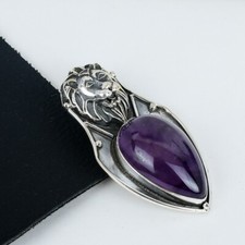 Ametista Gemma Ciondolo Artigianale 925 Sterling Argento Gioielli Per Regali