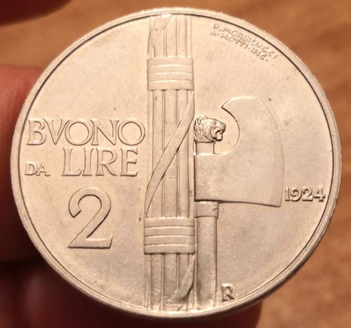 Moneta lire 1924 fascio - 2,