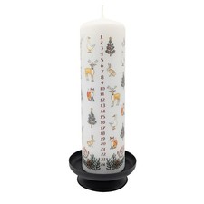 Winter Wildlife Advent Pillar Candle – Unscented Wax Christmas Countdown, 70h...