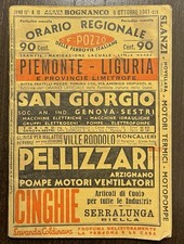 ORARIO REGIONALE DELLE FERROVIE ITALIANE POZZO 1941 PIEMONTE LIGURIA