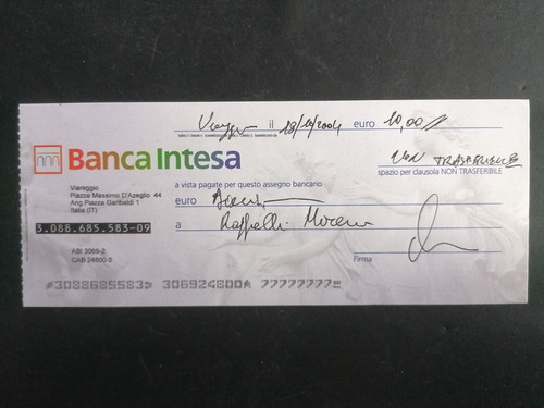 Assegno banca intesa - ,