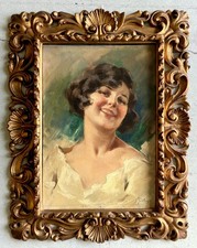 ANTICO QUADRO DIPINTO OLIO V. Forlenza RITRATTO DONNA REALISMO NAPOLETANO '800