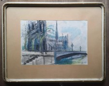 gino moro MILANO paesaggio Europeo PARIGI? QUADRO OPERA UNICA CORNICE COEVA