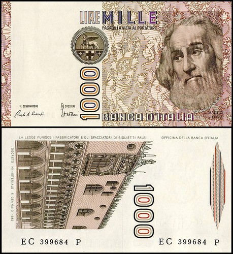 Italy 1000 lire 1982 - lire,, 1982,