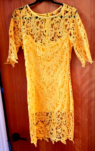 Abito vintage pizzo giallo - vintage,