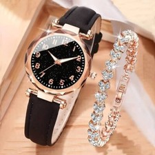 Set Regalo Orologio Bracciale In Strass Donne Moda Gioielli Compleanno UK