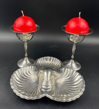 SET APERITIVO ANTIPASTIERA 3 SCOMPARTI CONCHIGLIA 2 PORTA CANDELA CANDELABRO