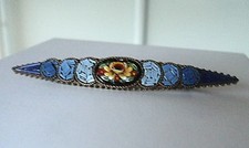 Attraente Vintage Micro Mosaico Floreale Italiano Spilla C.1920/40s