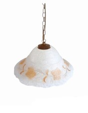 Lampadario sospensione in vetro classica  bianca ambra cucina 1 Luce 34cm Catena