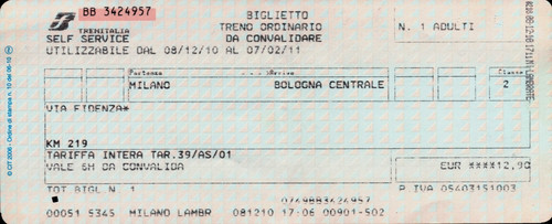 Biglietto treno milano - treno,