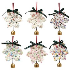 Ciondolo campana natalizia 16 cm uncinetto fiocco di neve pendente ingresso veranda